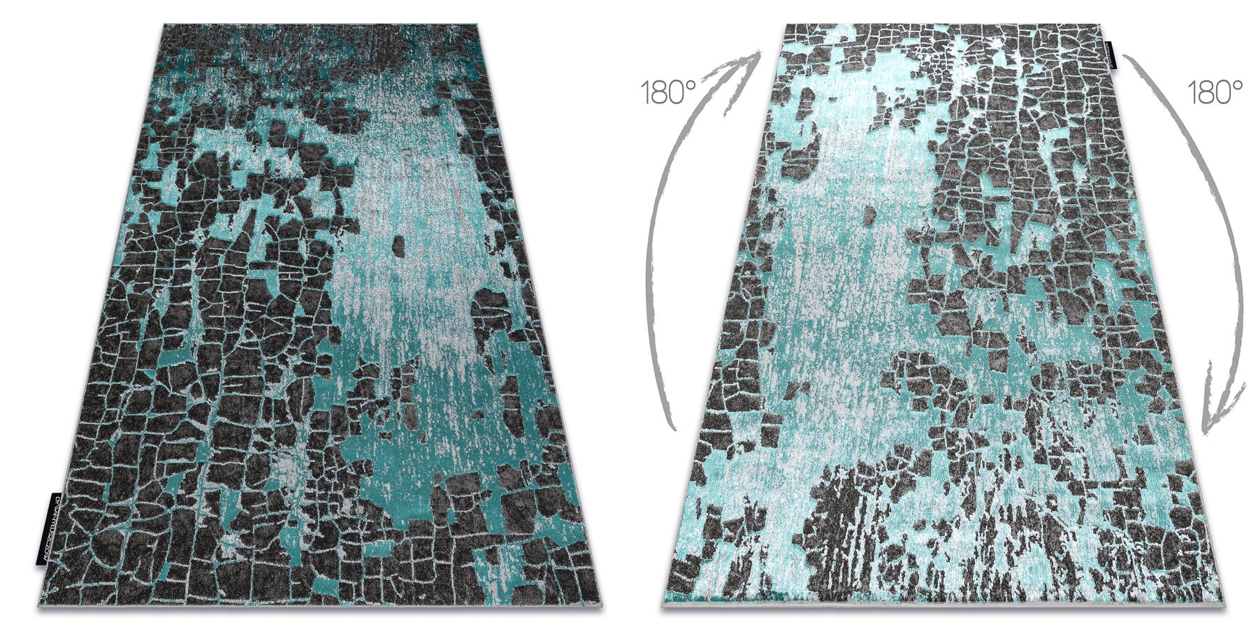 Dywan DE LUXE nowoczesny 2079 Vintage przecierany - Strukturalny zielony / antracyt 180x270 cm - 2