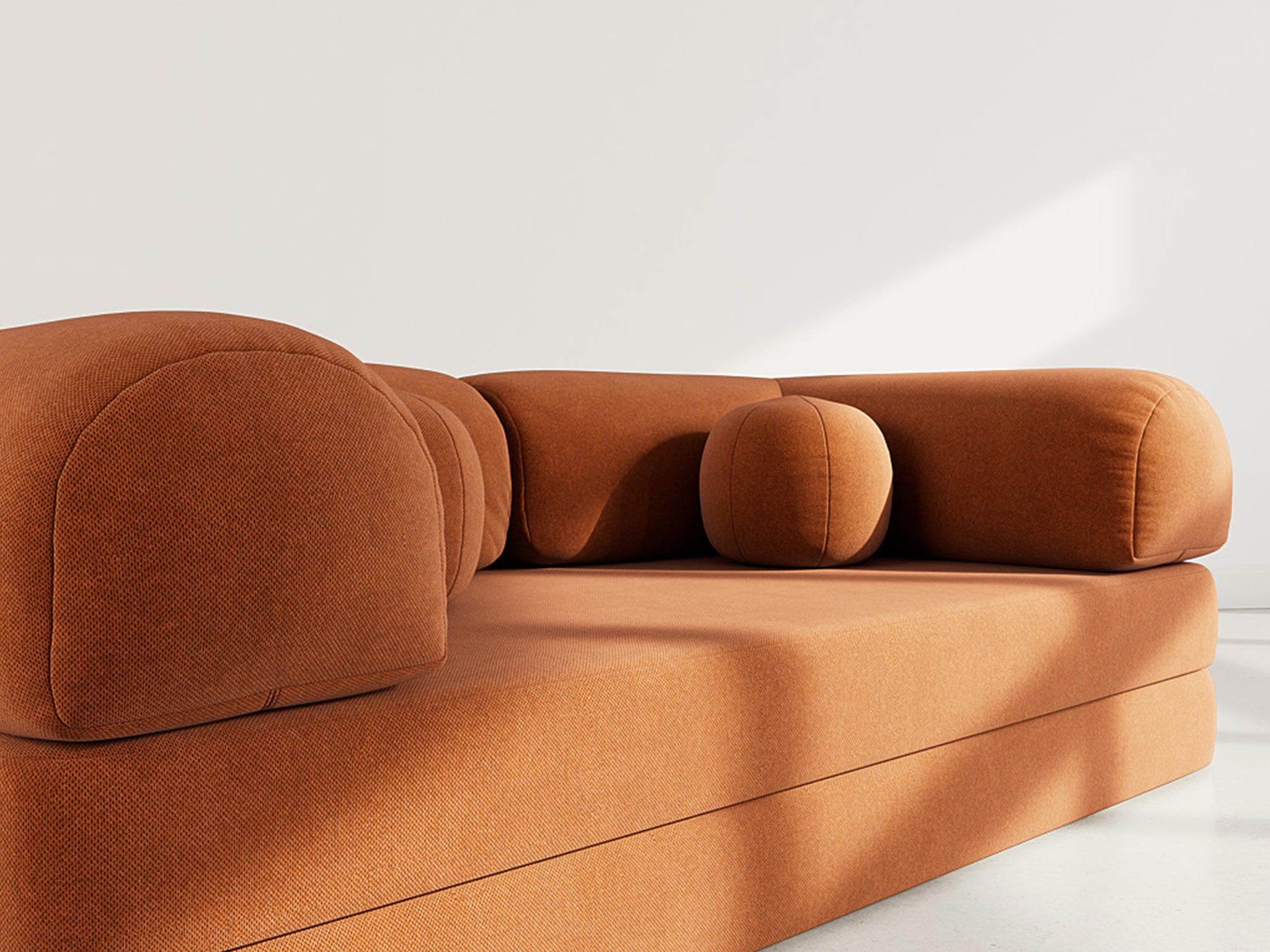 Canapé droit convertible 3 places en velours texturé terracotta - NEBULA - Best Mobilier - 5