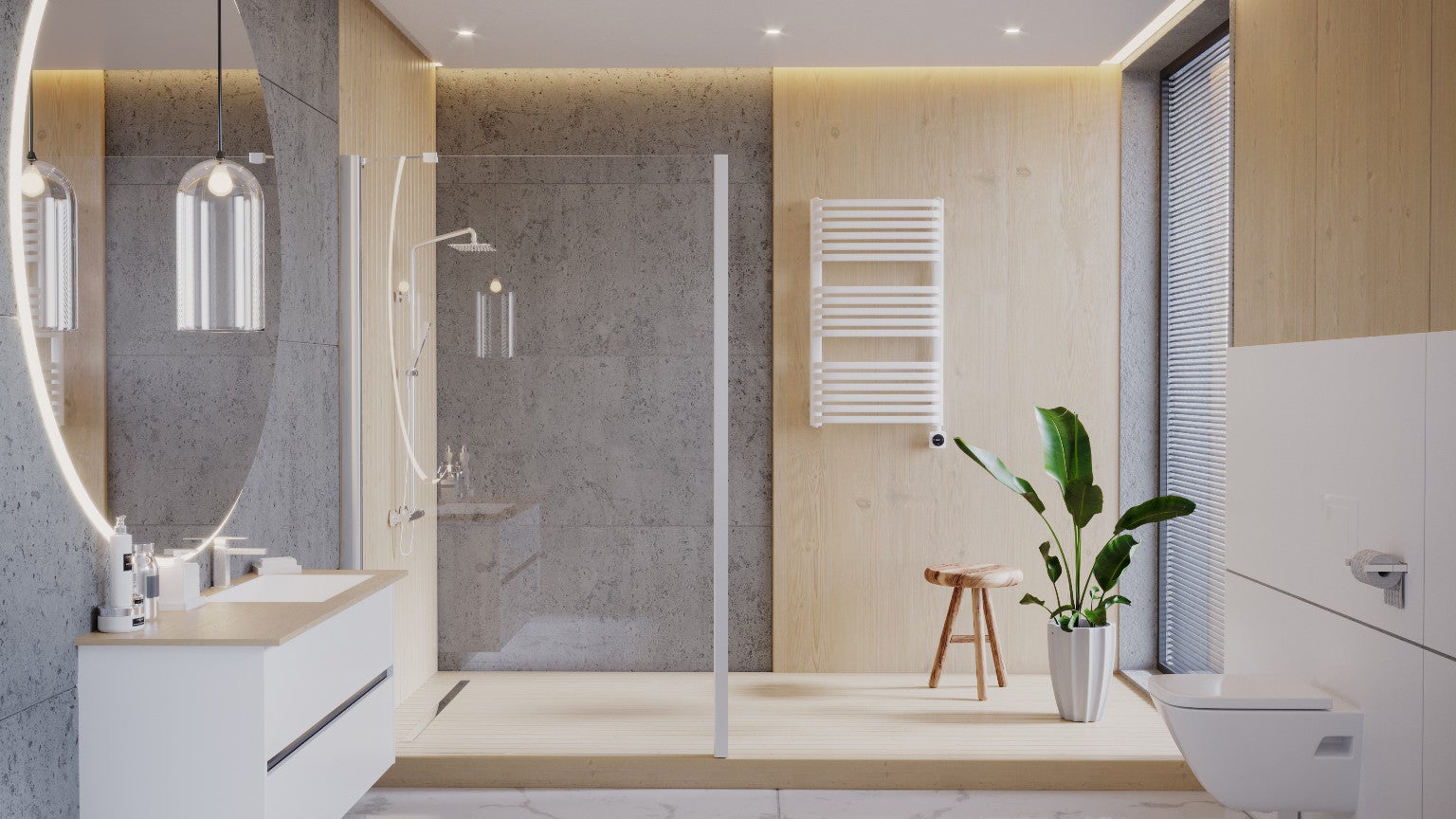 Grzałka elektryczna do grzejnika łazienkowego PREMIO 300W biała z maskownicą LUXRAD