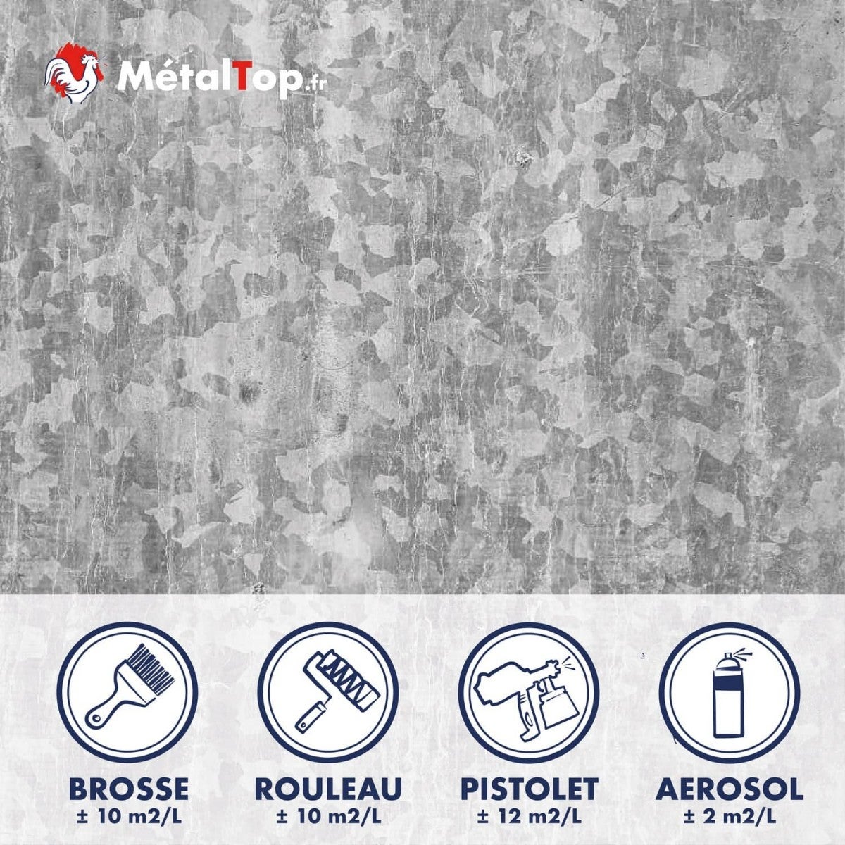 Primaire Acier Galvanise - Metaltop - Blanc pur - RAL 9010 - Bombe 400mL - 5