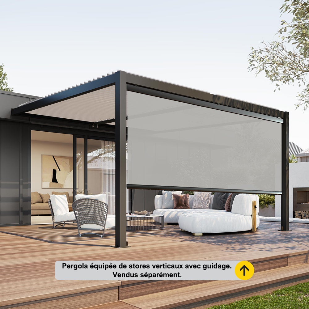 Pergola bioclimatique adossée Anthracite en Aluminium 15.52 m² - 6