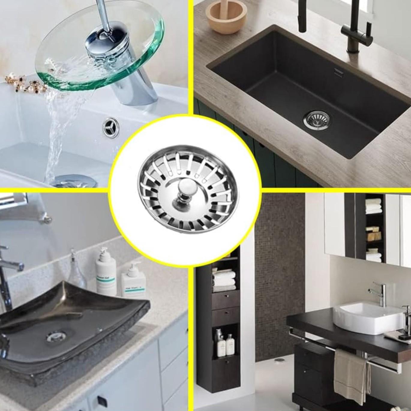 Lot de 2 bouchons d'évier de cuisine 80 mm – Drains d'évier de cuisine en acier inoxydable pour un drainage rapide, 80 mm - 2