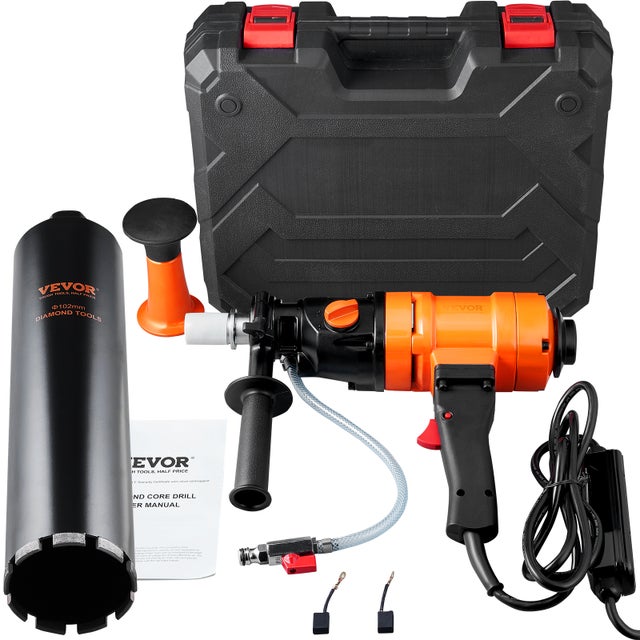 Carotteuse à Diamant Diamètre Max. VEVOR 102 mm Profondeur 400 mm 1500 W Perceuse au Diamant 1100/2400 tr/min Appareil Forage Diamant Perçage Humide