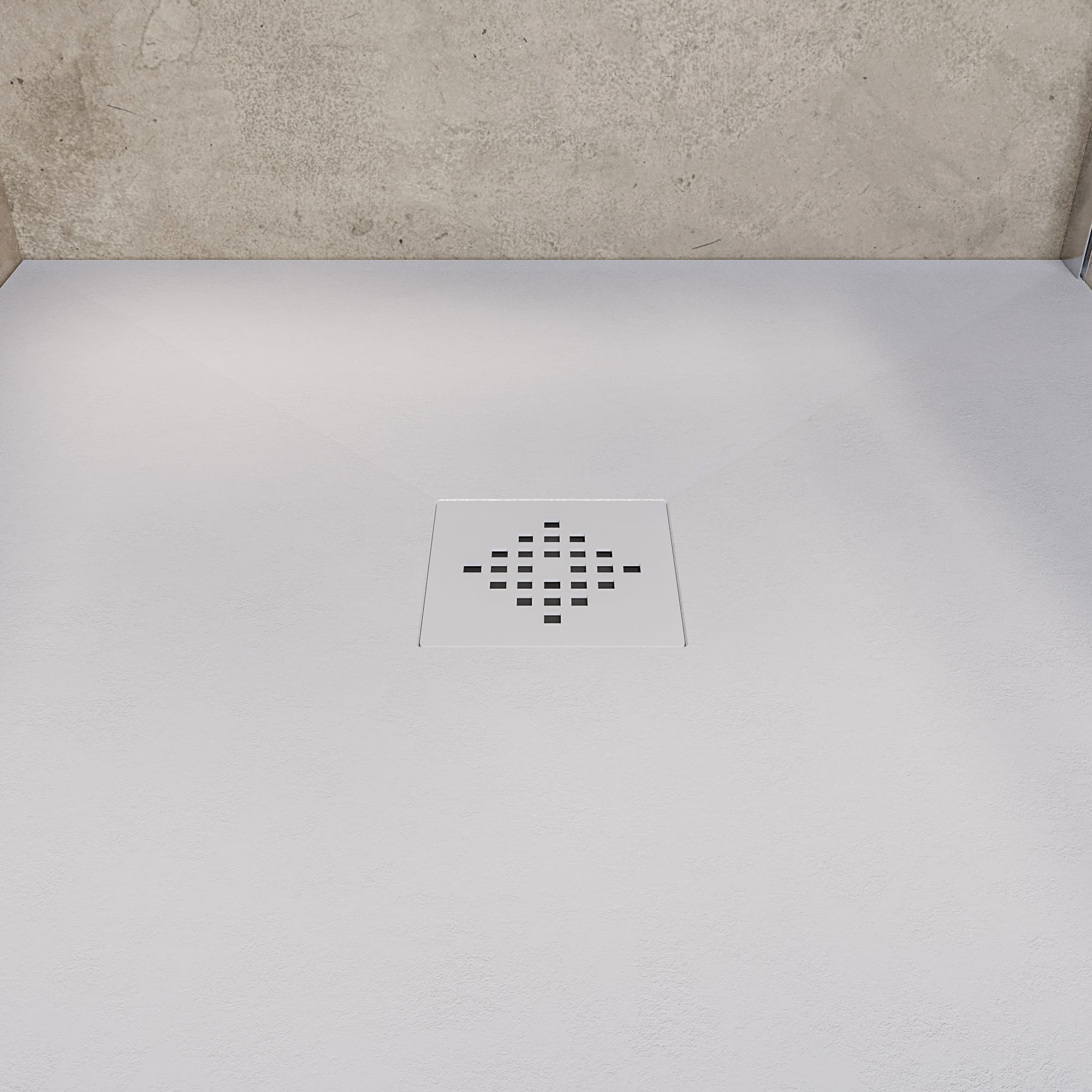 Receveur de Douche -Résine -Gel Coat -Texture Lisse/Pierre -Antidérapant -Couleur Blanc - 120x80- Extra plat 3cm. GRILLE MÊME COULEUR - 6