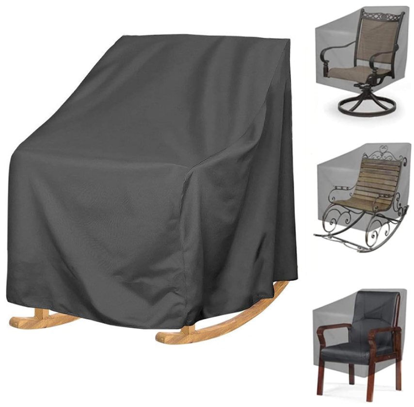 Wodoodporny pokrowiec na krzesło ogrodowe 70 x 83 x 99 cm - Pokrowiec na huśtawkę tarasową - Pojedynczy wodoodporny pokrowiec na huśtawkę - Czarny