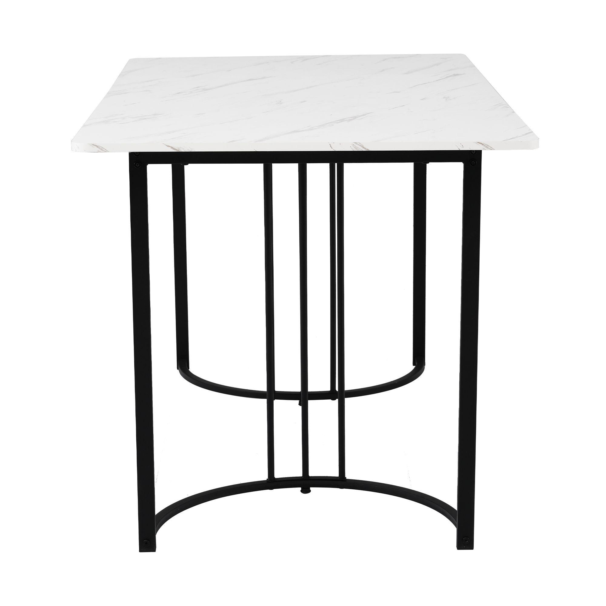Ensemble table à manger + 4 chaises en velours -140 x 80 x 75 cm - MDF et pièds en métal - Effet marbre - Gris + blanc - 8