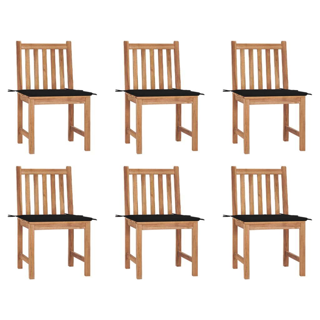 Chaises de jardin 6 pcs avec coussins Bois de teck massif - 2