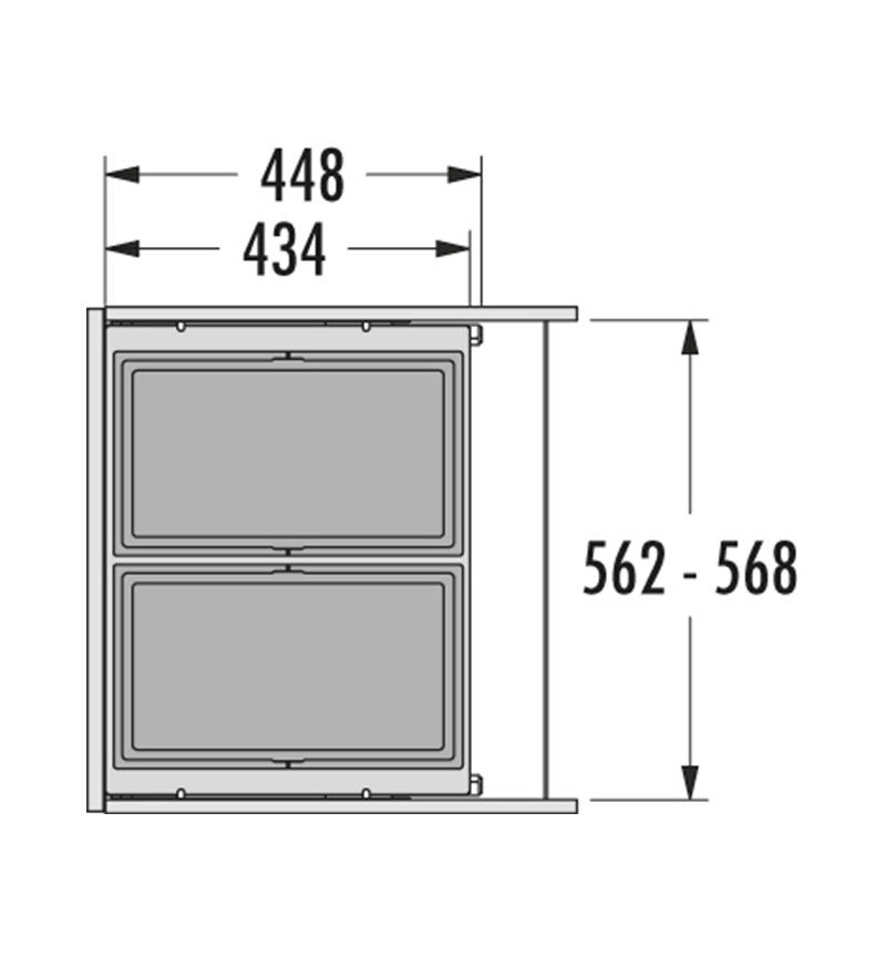 Poubelle de cuisine tri sélectif 2 bacs encastrable 60L (28+28) Hailo Cargo - 4