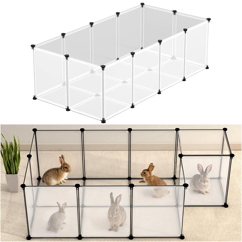 Recinto per Animali di Piccola Taglia da interno Recinzione con fondo Trasparente - 4