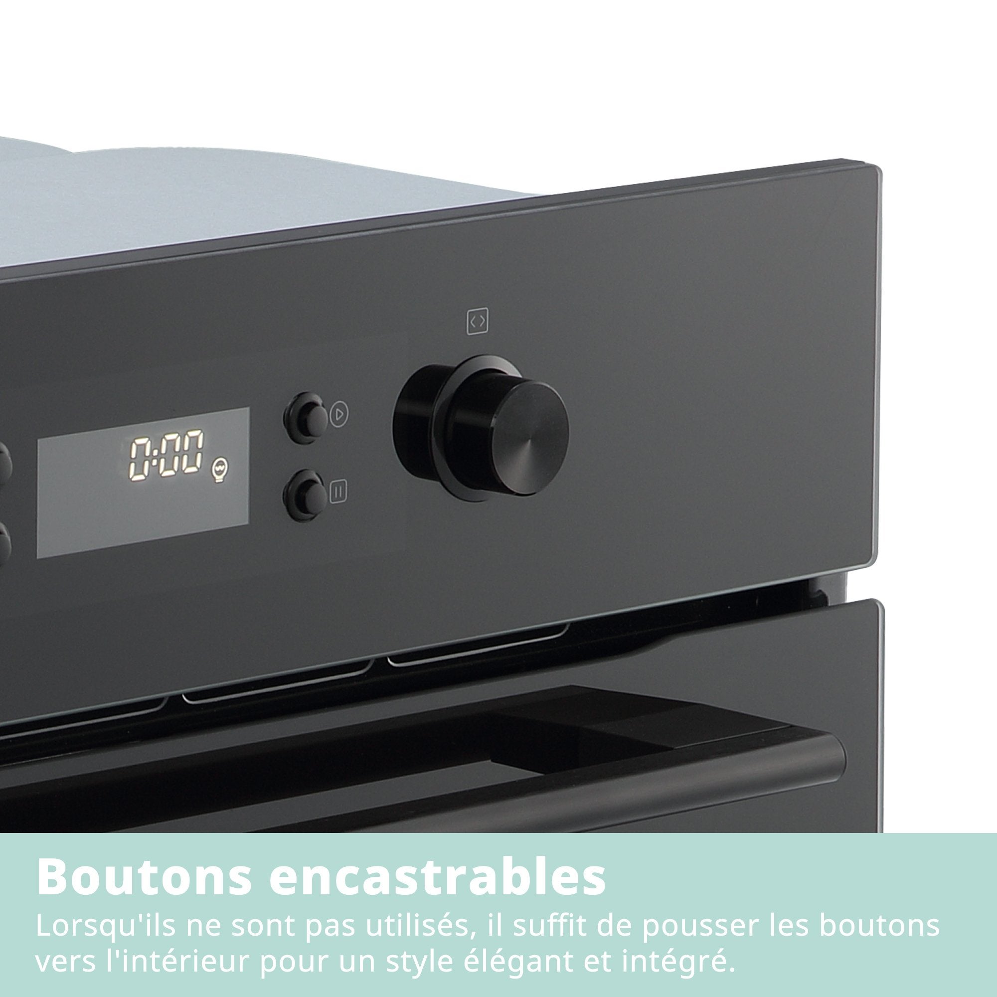 Four encastrable Pyrolyse Friteuse à air chaud - 72L - 59,5 x 57,5 x 59,5 cm - COMFEE CBO65P80E0-BK - Noir - Classe A - 8