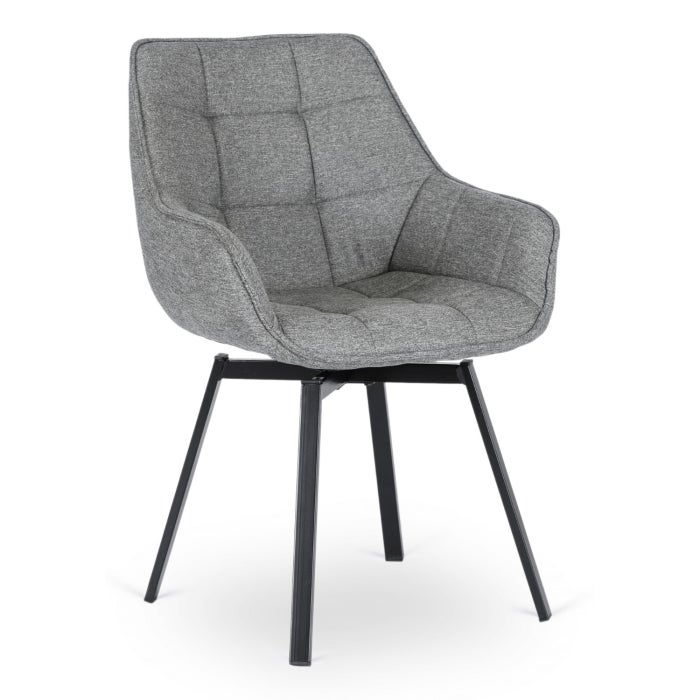 Krzesło Obrotowe Tapicerowane Do Jadalni Salonu Loftowe Szare LUNA 2