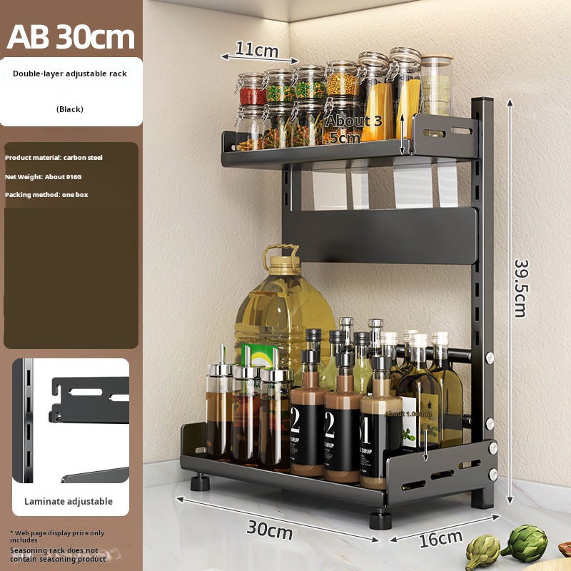 Étagère à épices verticale, étagère à épices de comptoir de cuisine à 2 niveaux, hauteur réglable (30*16*39,5 cm) - 3