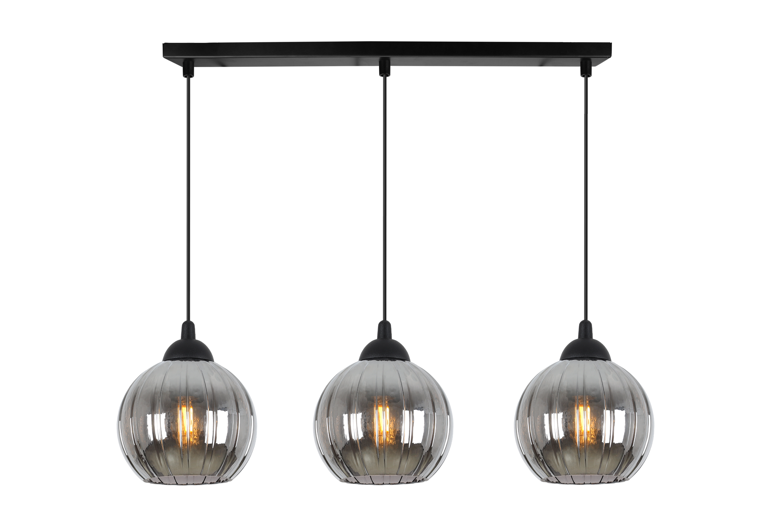 Lampa sufitowa wisząca pozioma Riffle loft 3xE27 klosz kula grafitowa Light Home LH