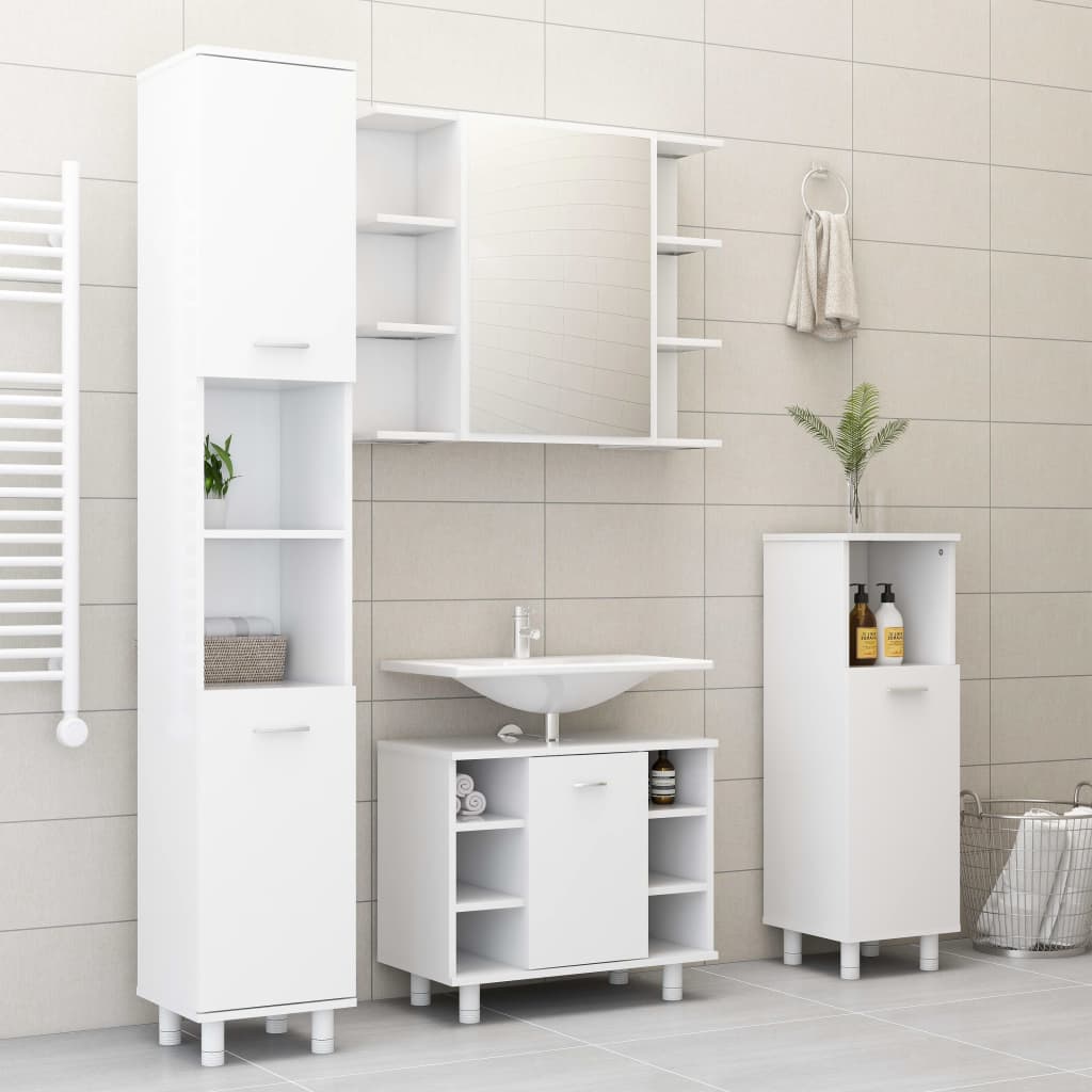 Armoire de salle de bain Blanc 30x30x95 cm Bois d ingénierie - 8