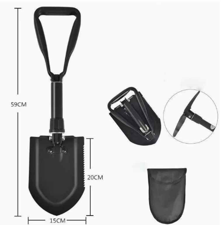 Pelle Multifonction, Pelle Pliante Portable 59cm, Pelle Pliante Multifonctionnelle pour Couper Branches, Camping, Jardinage, Voiture d'urgence, Sac à - 2
