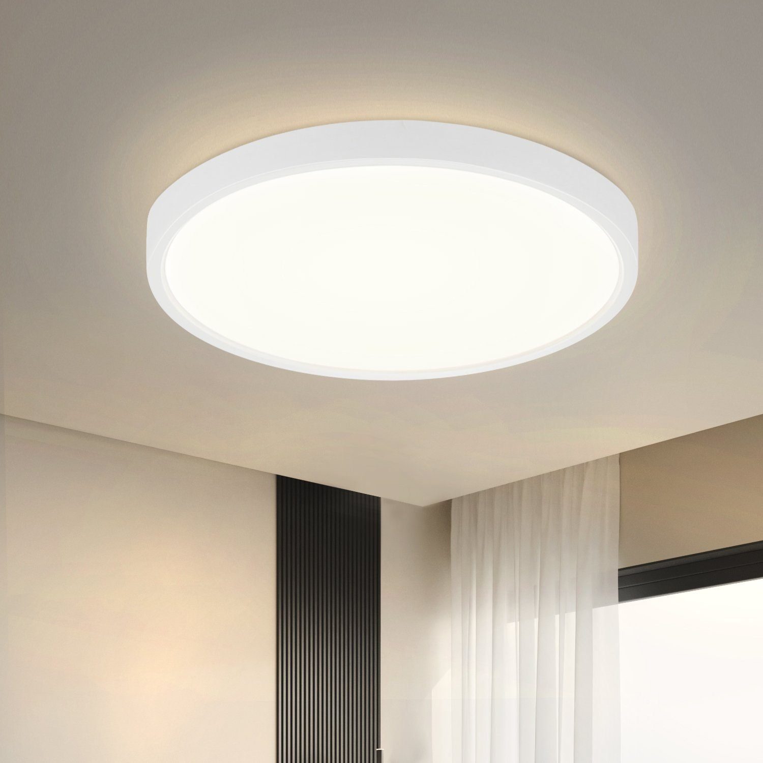 ZMH Okrągła biała lampa sufitowa LED Ø22 cm - 15 W Lampa łazienkowa, wodoodporna