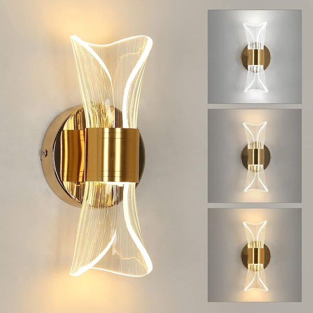 20PCS-Applique Murale LED Dimmable Moderne Lampe murale 3000K/4000K/6000K Pour chambre à coucher, salon, couloir, entrée Or
