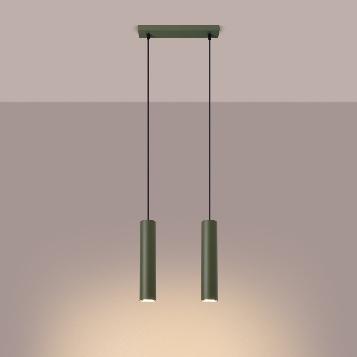 Lampa wisząca TORIS 2 zielona oliwka LED 3000K - 30x6x105cm Sollux