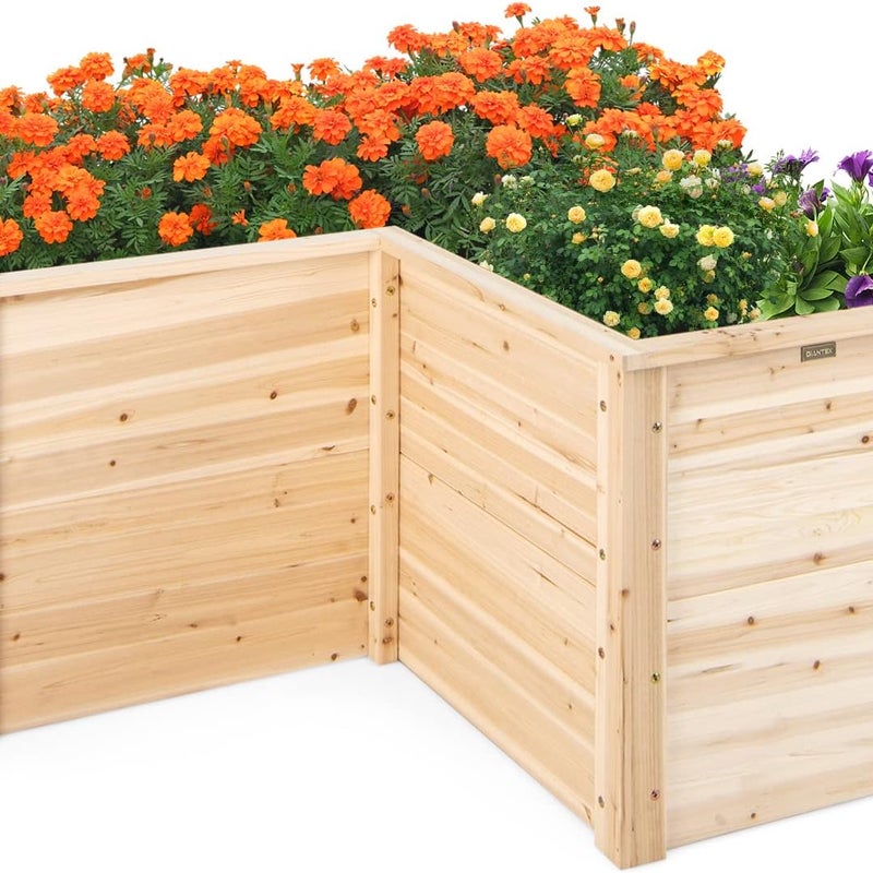 Podwyższona grządka drewniana, głęboka grządka ogrodowa, na balkon, do ogrodu, grządka w kształcie litery L, skrzynka na rośliny, drewno jodłowe