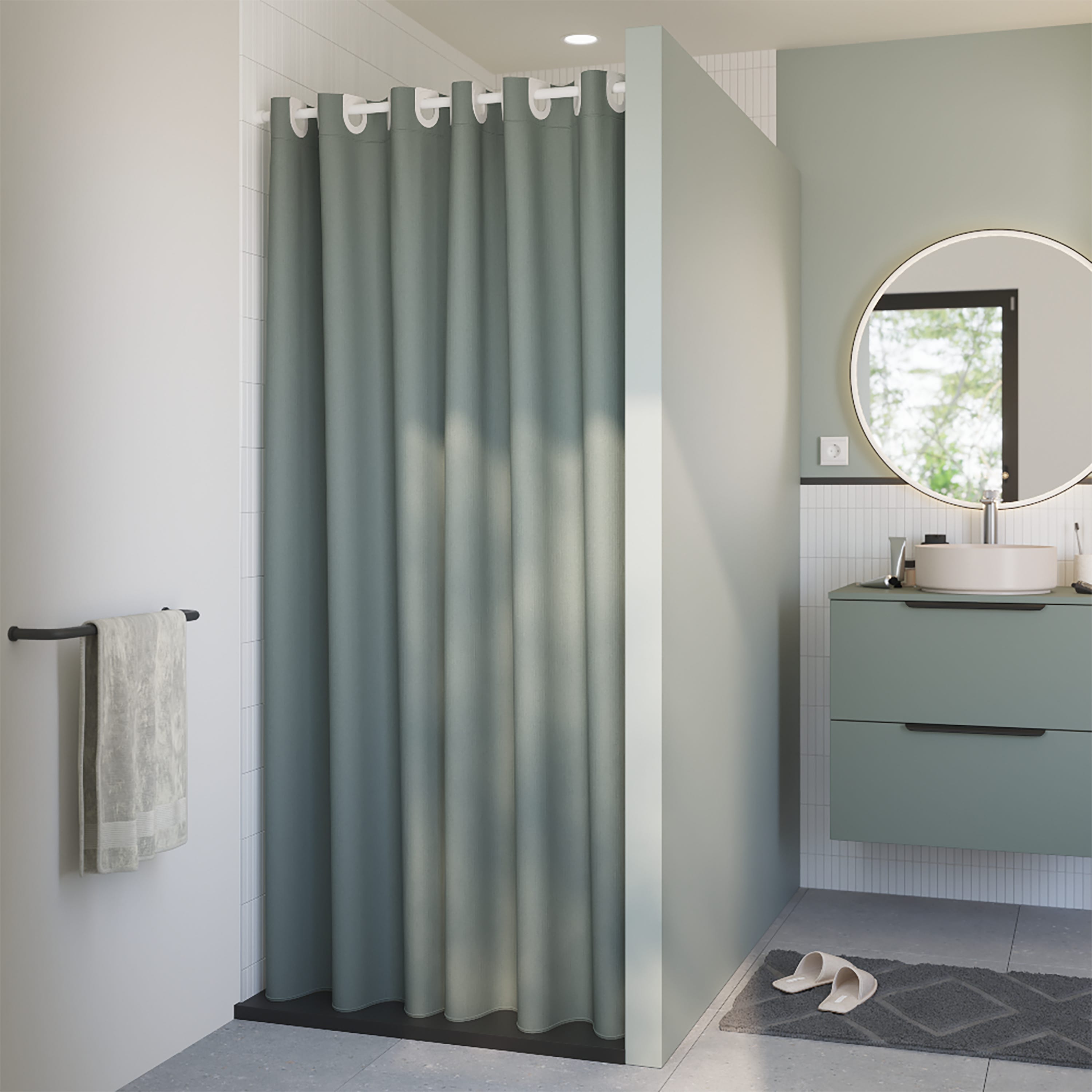 Cortina de duche 120 x 200 cm verde Neo SENSEA - 8