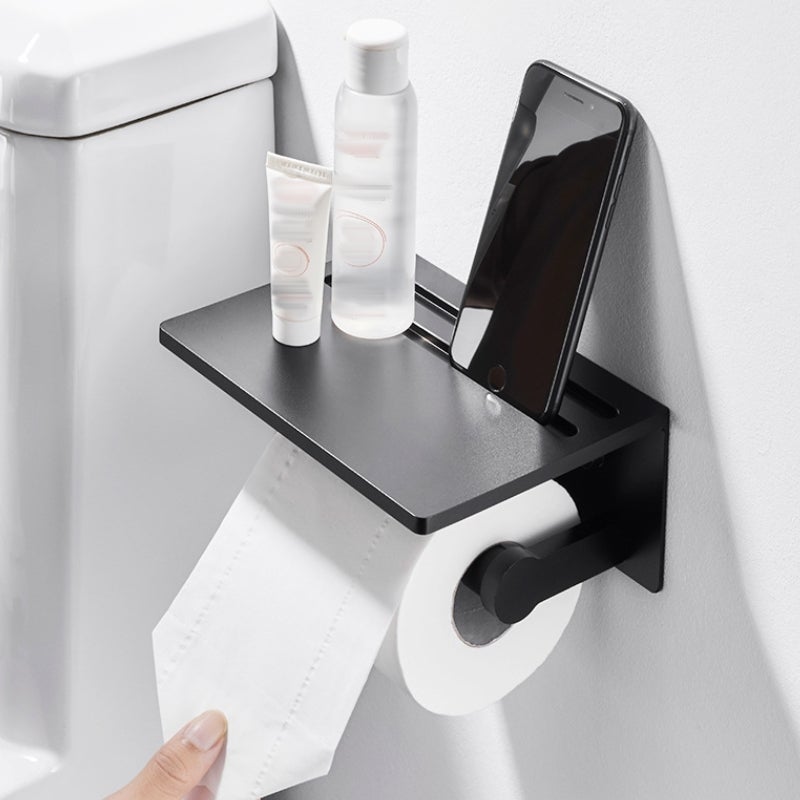 Dozownik papieru, podajnik łazienkowy, uchwyt na rolkę papieru toaletowego, do montażu na ścianie, bez wiercenia, 18,6 × 13,5 × 8,5 cm