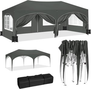 Garage Pliant Voiture Exterieur Relaxdays Paroi Latérale Tonnelle, Lot De 2, Panneau Pour Pavillon 3x2 M, Imperméable, Sans Fenêtres, Plastique, Vert Barnum 2x2