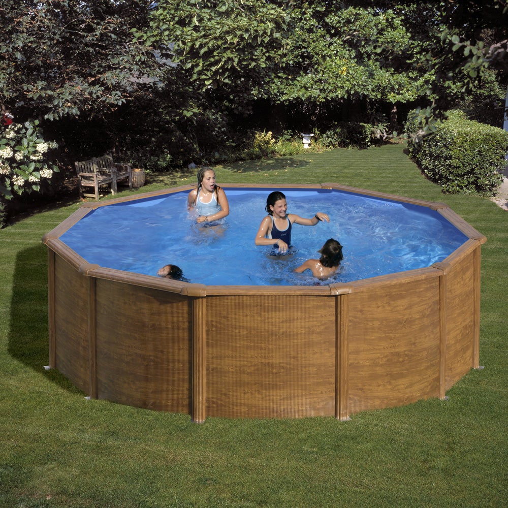 kit-piscine-hors-sol-sicilia-acier-aspect-bois-ronde-460-x-h120-cm