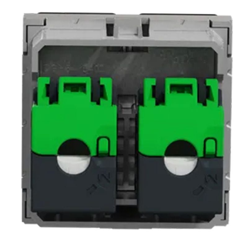 Double prise RJ45 Unica - Cat.6 STP - 2 modules - Alu - 3