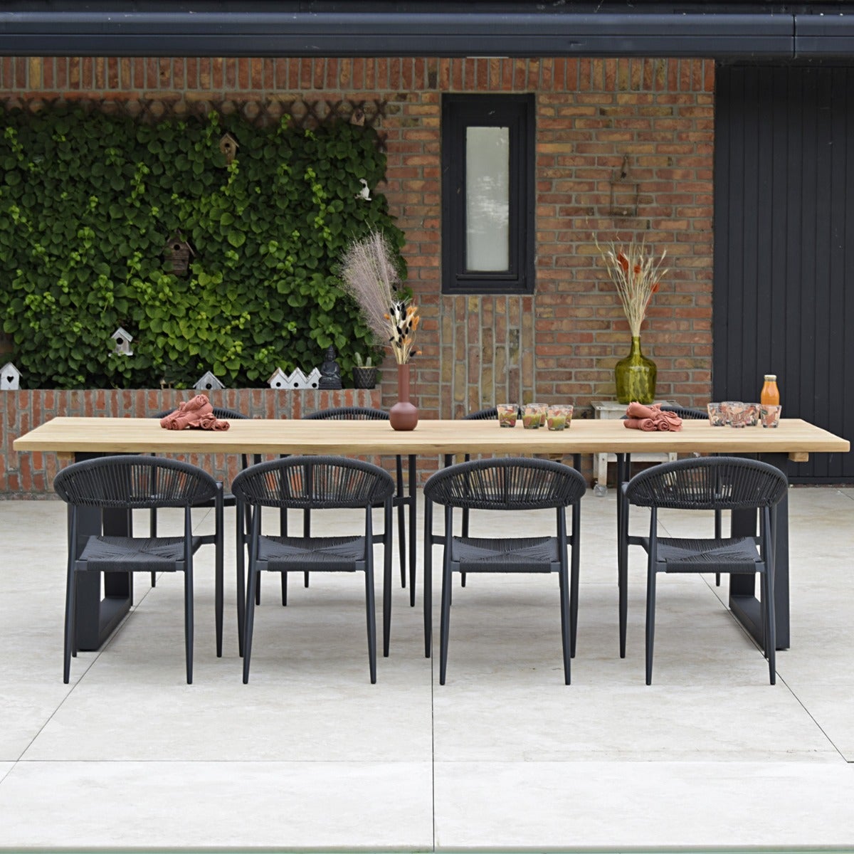 Fauteuil aluminium noir et corde tressée noire Casamance - 8