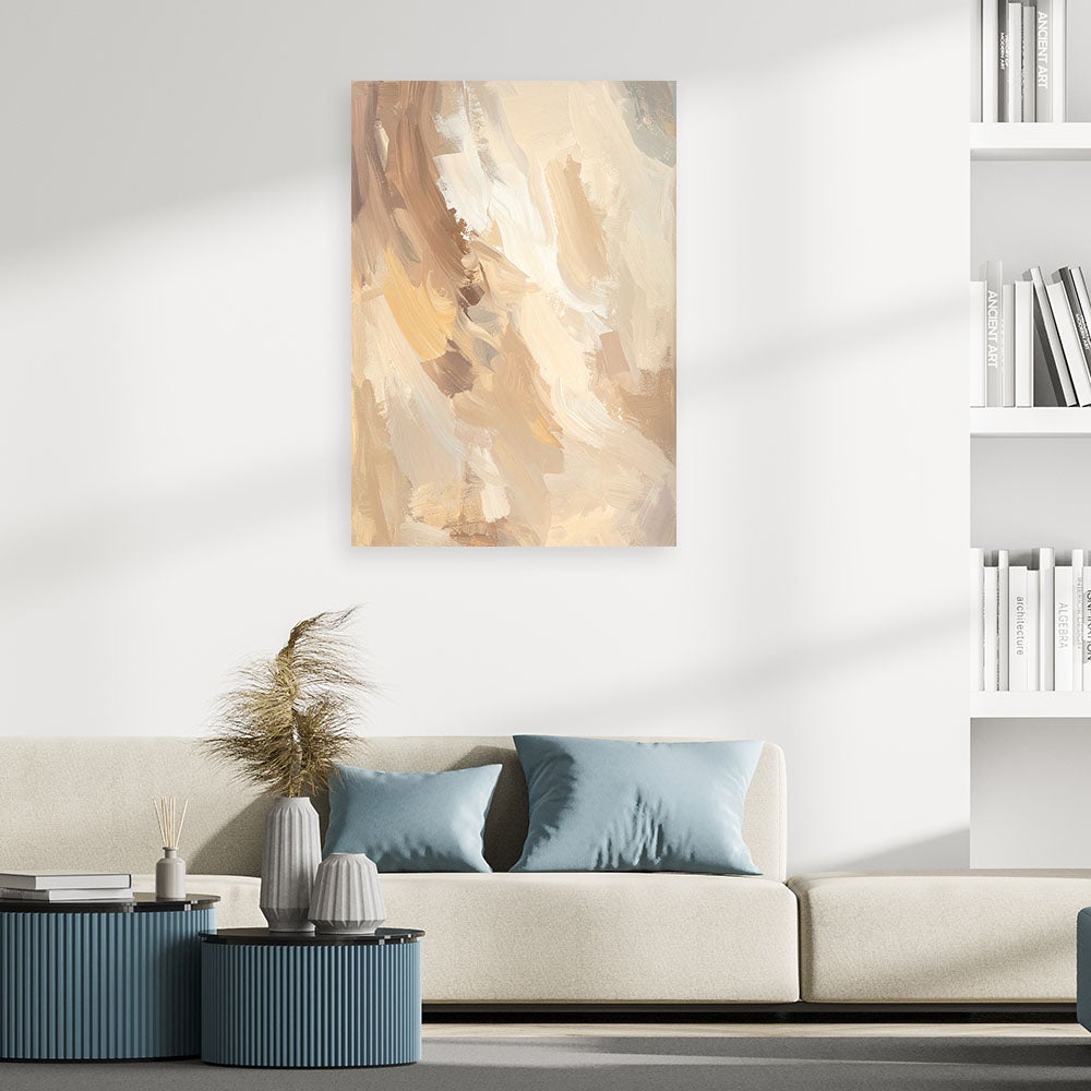 Obraz do salonu sypialni biura spa, Pastelowa Abstrakcja imitacja farby w kolorach beżu 70x100 - 2