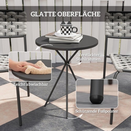 Set lounge extérieur 3 pièces polyrotin 2 chaises empilables + table gris – ComfortXL - COMFORTXL - 4