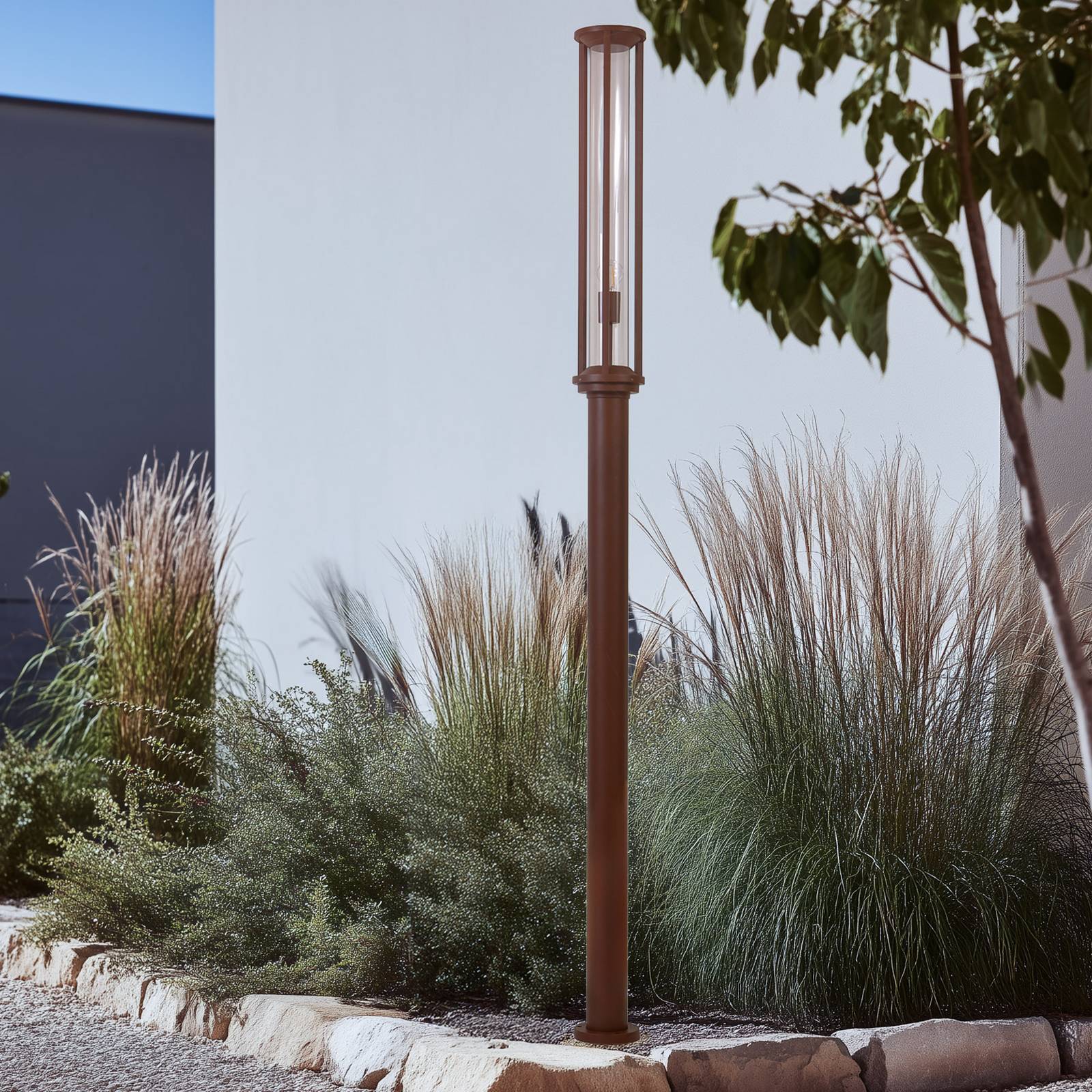Lucande lampada da esterno Alivaro, color ruggine, 220 cm, E27, IP65, Candelabro, lampada da esterni - 2