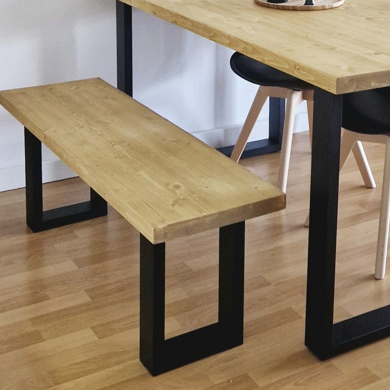 BLENOM Banc en bois massif durable Araés Chêne bord droit 120x33x45cm UN - 2