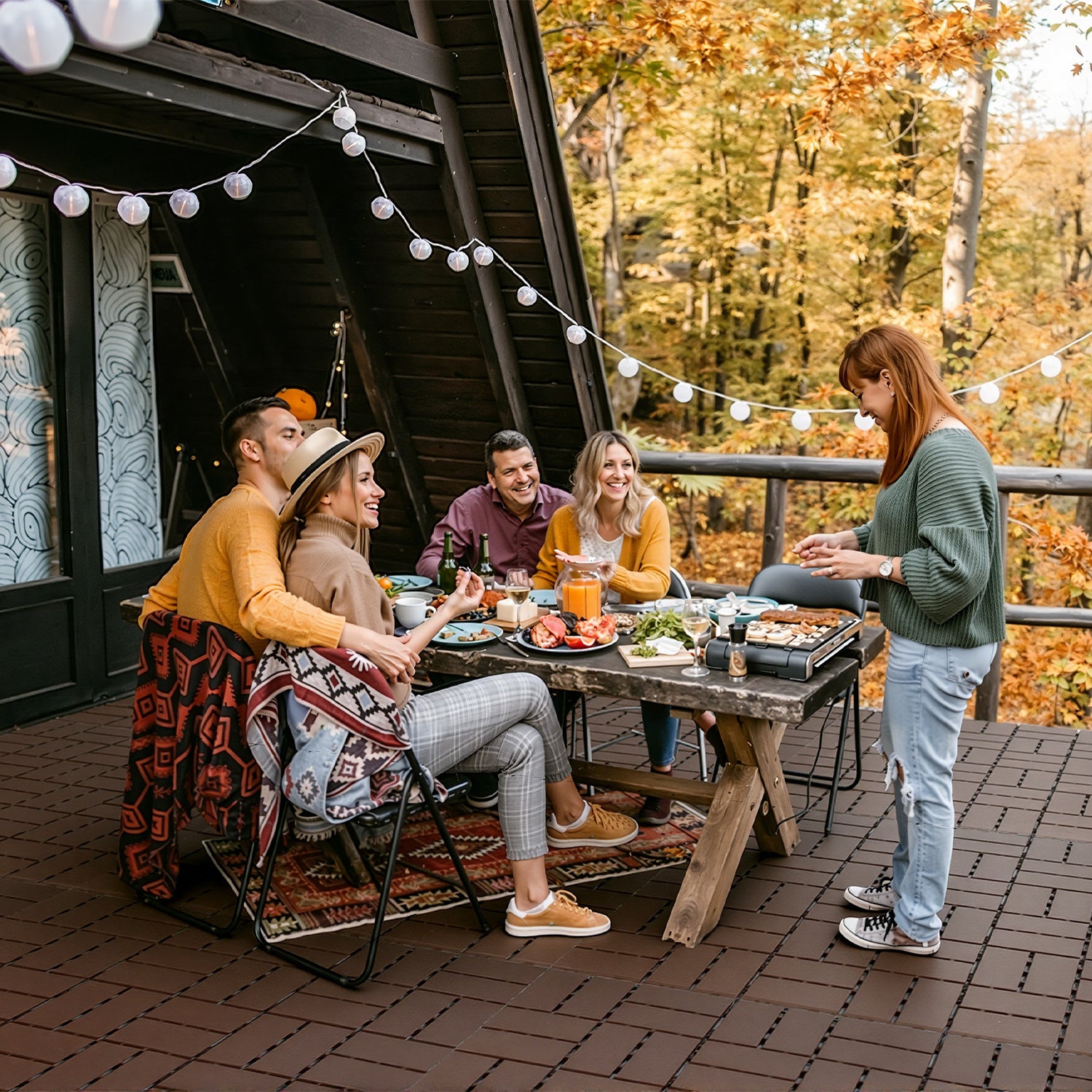 Sol terrasse jardin clipsable – Dalles plastiques résistantes pour usage extérieur 77 pcs（7㎡） Marron - 8