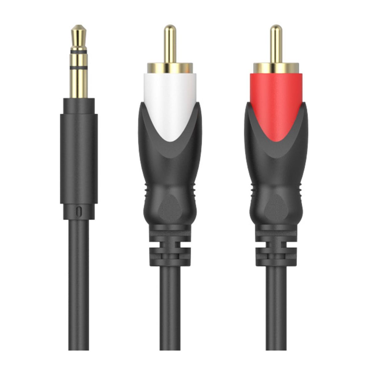 Câble Audio Jack 3.5mm Vers 2 RCA (Rouge Et Blanc) - 2 Mètres - Marque ESSENTIELB - Neuf