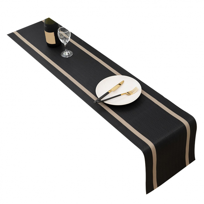 Obrus/Bieżnik - PVC - Odporny na zarysowania i plamy - 1 sztuka - 30 x 180 cm - Czarny