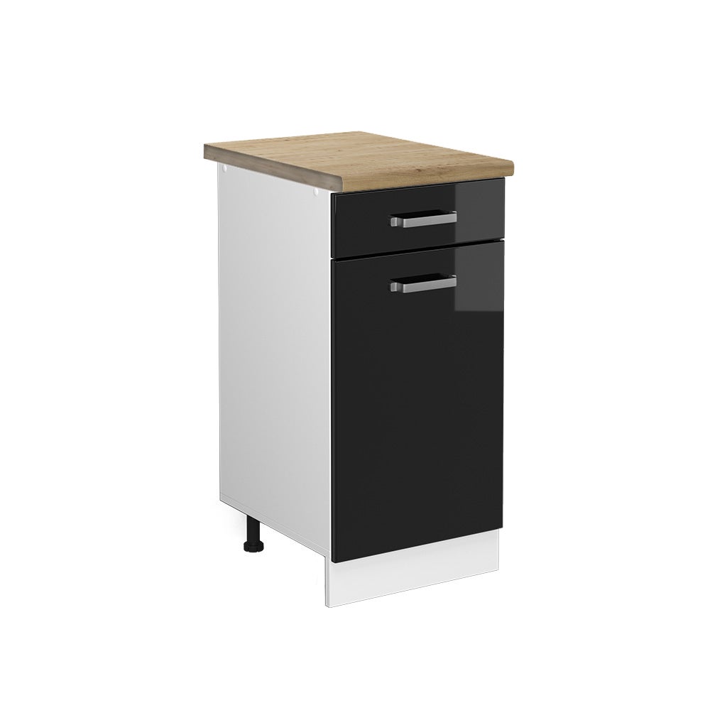 Vicco Szafka dolna do kuchni R-Line, Czarny wysoki połysk, 40 cm , BP Dąb