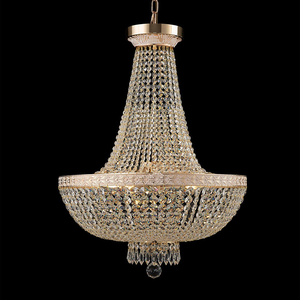 Lustre Bella Royal Classique, Armature en Métal de Couleur Doré, en Cristal, Suspension pour Salon - 8