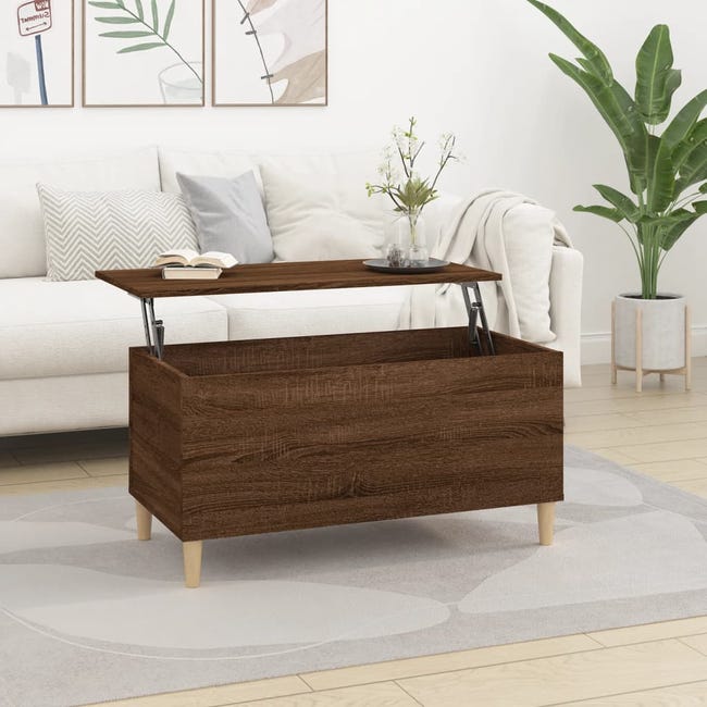 Tavolino Sollevabile Con Contenitore, Stile Rovere, 90x44,5x45 Cm – Perfetto Per Salotto E Zona Caffè