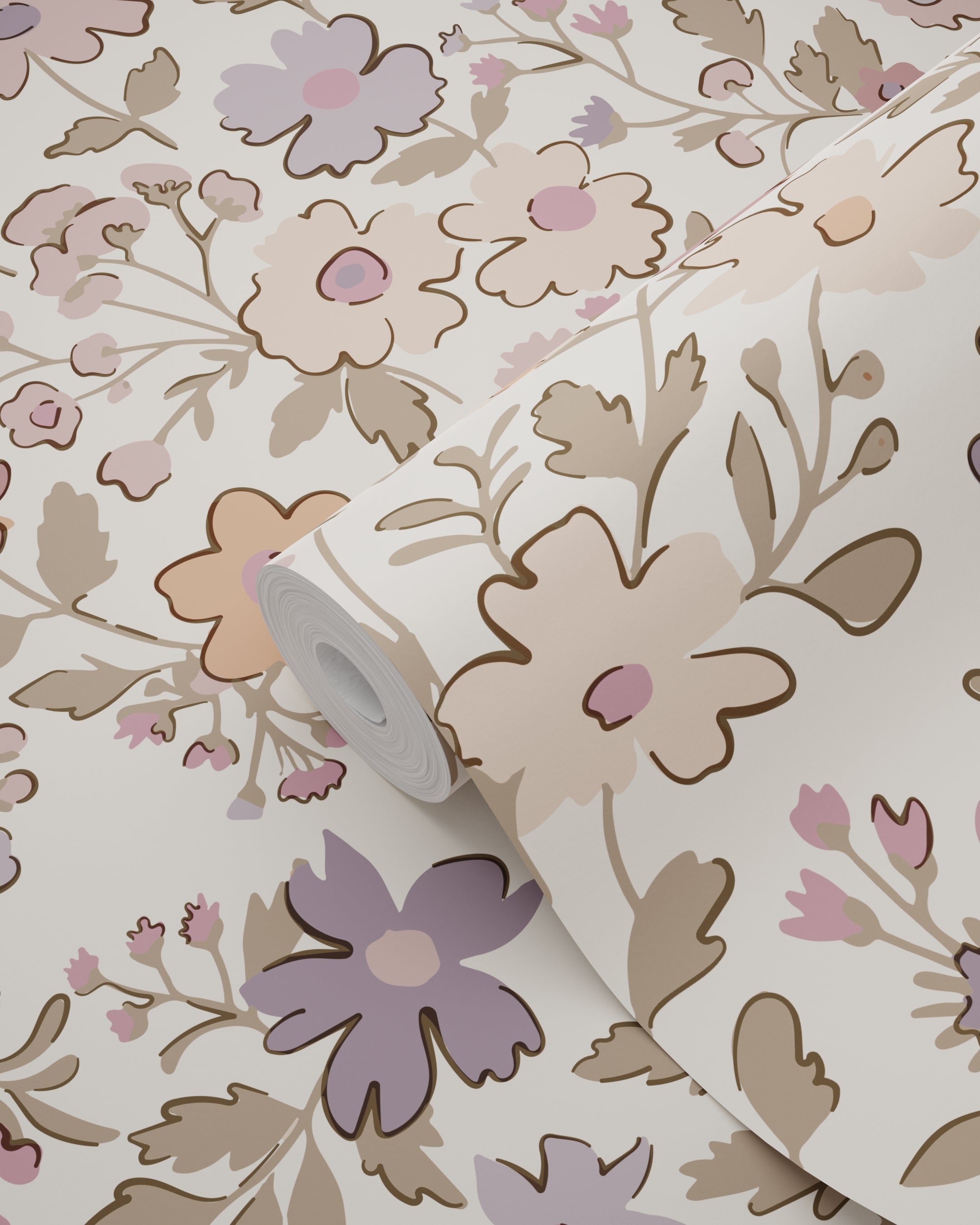 Papier peint fleurs violet, rose et blanc - 53 cm x 10.05 m - ESTAhome - 8