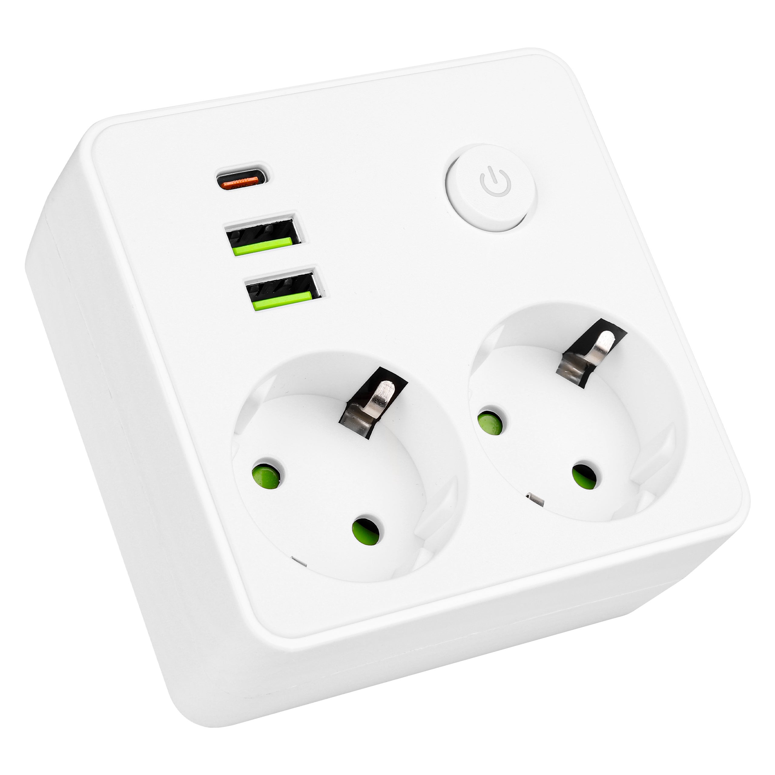 Rozgałęźnik Modi 2x230V 2xUSB-A 1xUSB-C włącznik IP22 rozgałęziacz sieciowy biały MasterLED