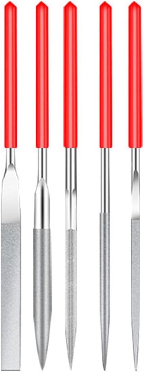 Set Di 10 Lime Ad Ago Diamantate - 140 Mm Con Manico In PVC - Per Gioielleria, Vetro, Legno E Metallo - Punta Fine 3 Mm
