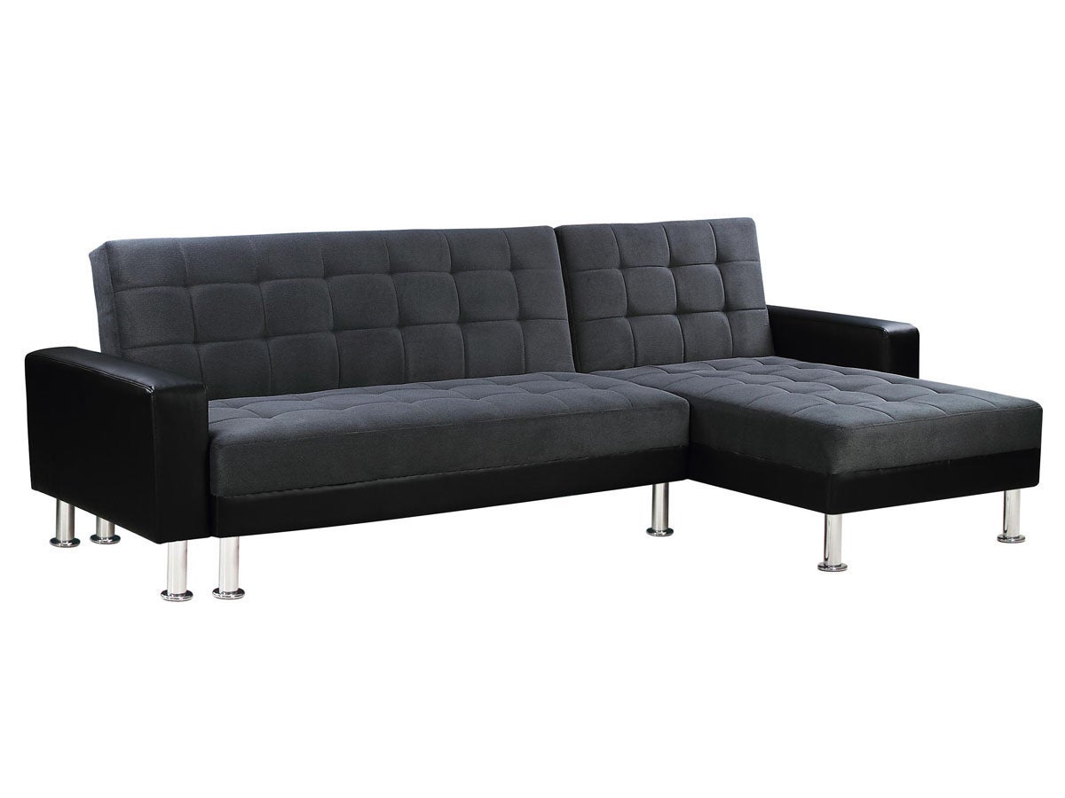 Sofá esquinero convertible y reversible theo - 4 plazas - negro y gris