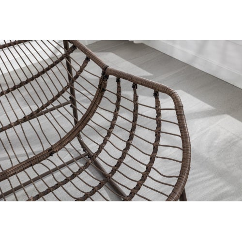 Fauteuil à Bascule Œuf en Résine Tressée, Chaise Rocking Extérieur Intérieur avec Coussin Épais, Grand Confort, Gris Foncé - 8