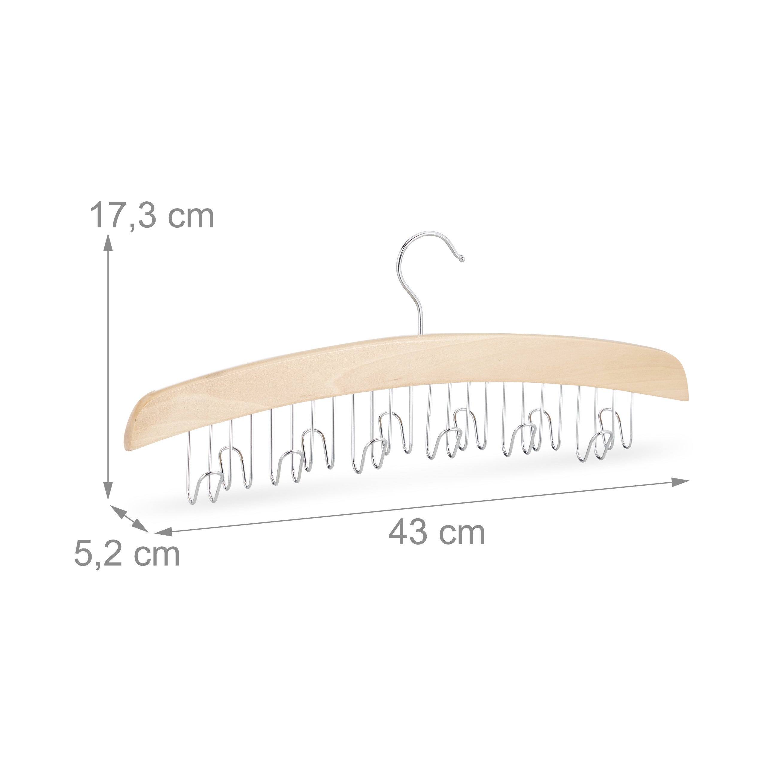 Relaxdays Cintre porte ceintures pour 12 ceintures cravates foulard bois lotus 17x43x5 cm, nature/argent - 4