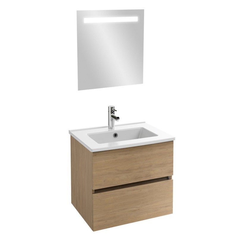 Mueble bajo lavabo 60 cm jacob delafon roble tolbiac + espejo led