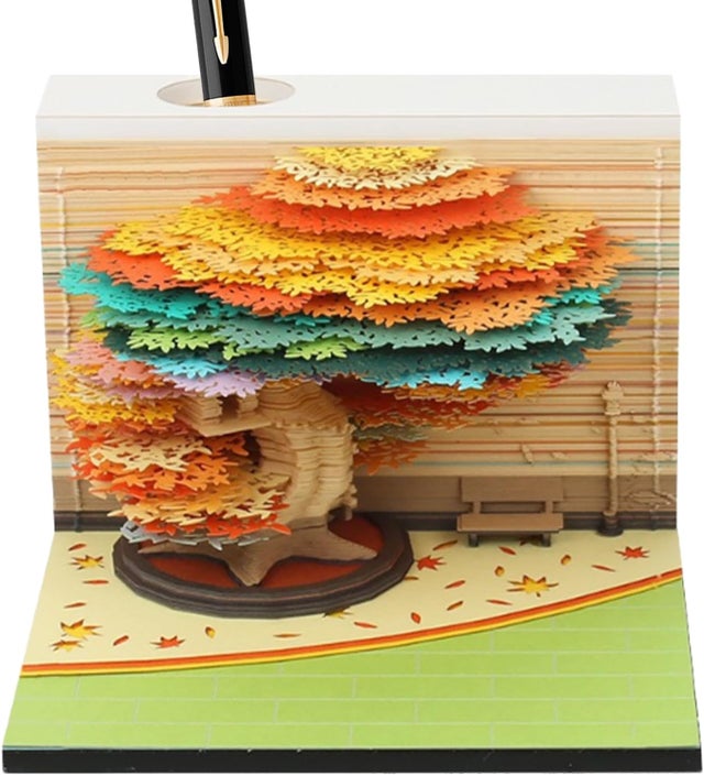 Notatnik 3D, kalendarz 3D z drzewem na 2026 r. – papierowa rzeźba, dekoracja domu, prezent na Boże Narodzenie i Nowy Rok do biura lub domu