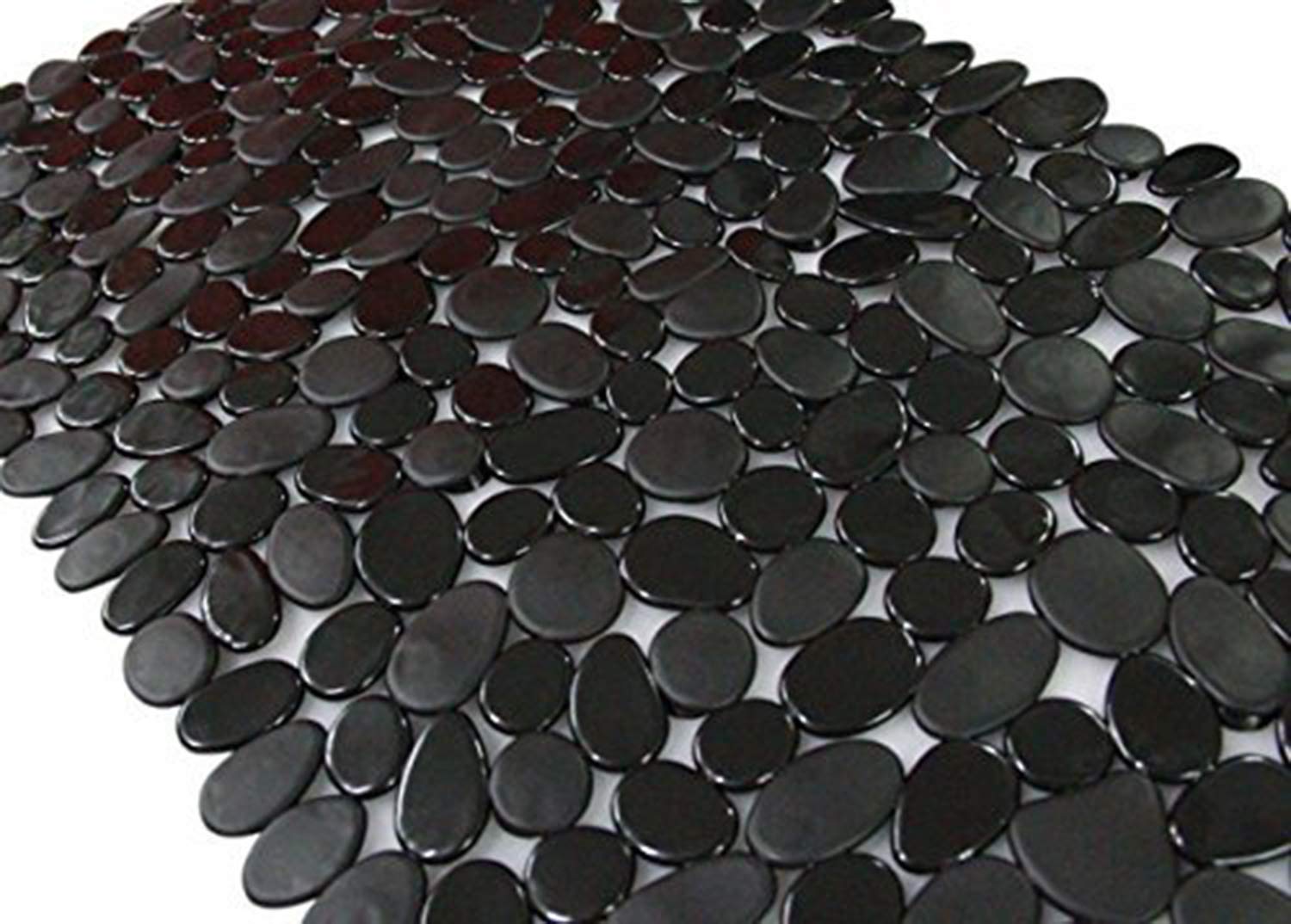 Alfombrilla antideslizante para bañera de guijarros, 16.0 x 35.0 in, alfombrilla de ducha segura con orificios de drenaje, ventosas para baño