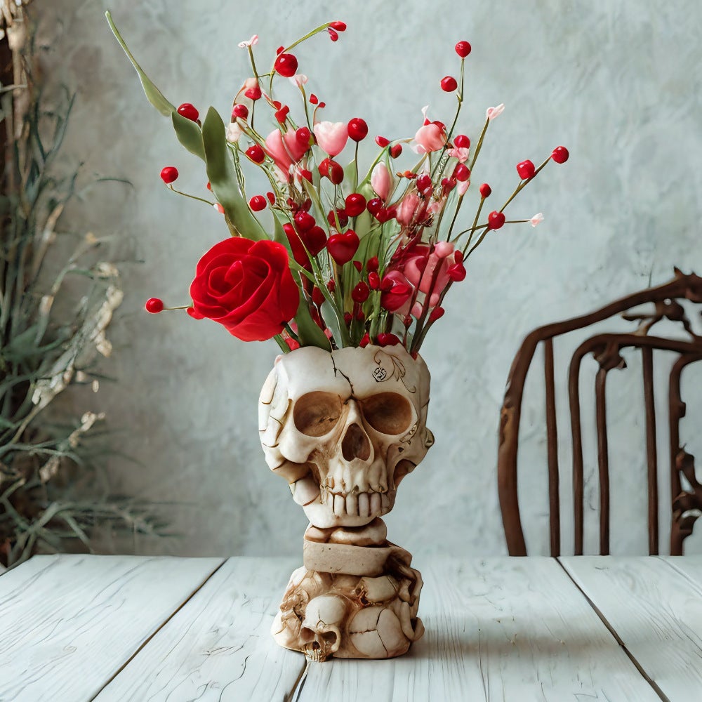 Vaso A Forma Di Teschio In Resina – Contenitore Per Piante Grasse E Cactus – Decorazione Gotica Per Halloween – Portapenne Originale
