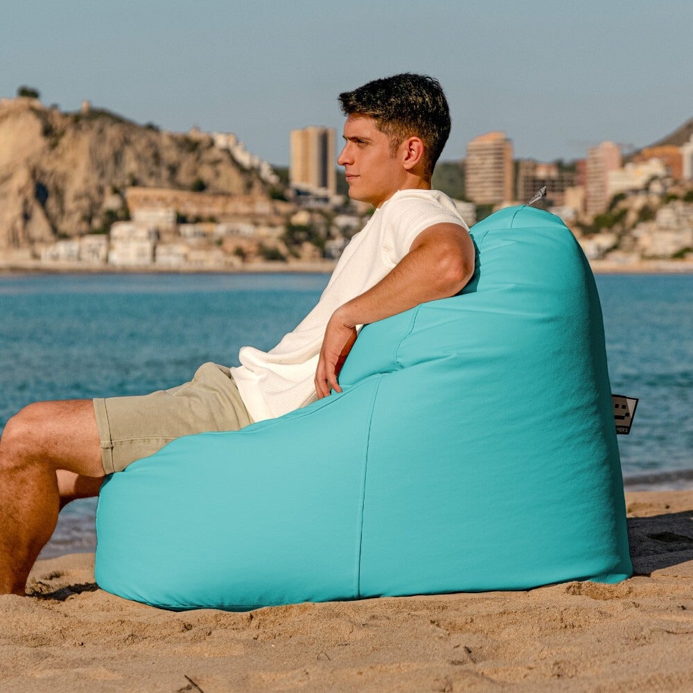 Pouf Lounge Similicuir Outdoor Turquoise Happers - 3
